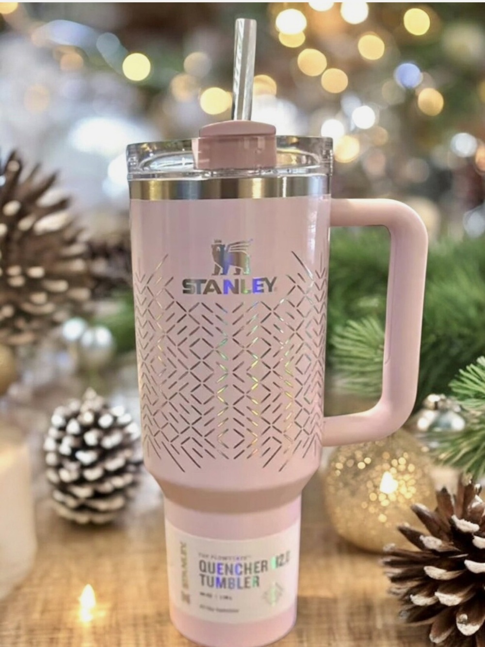 Stanley Pink Quencher Tumbler with Handle and Straw